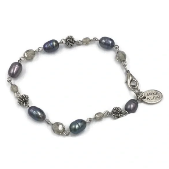 Anne Klein Blue Pearl Silver Tone Bracelet - Picture 3 of 5